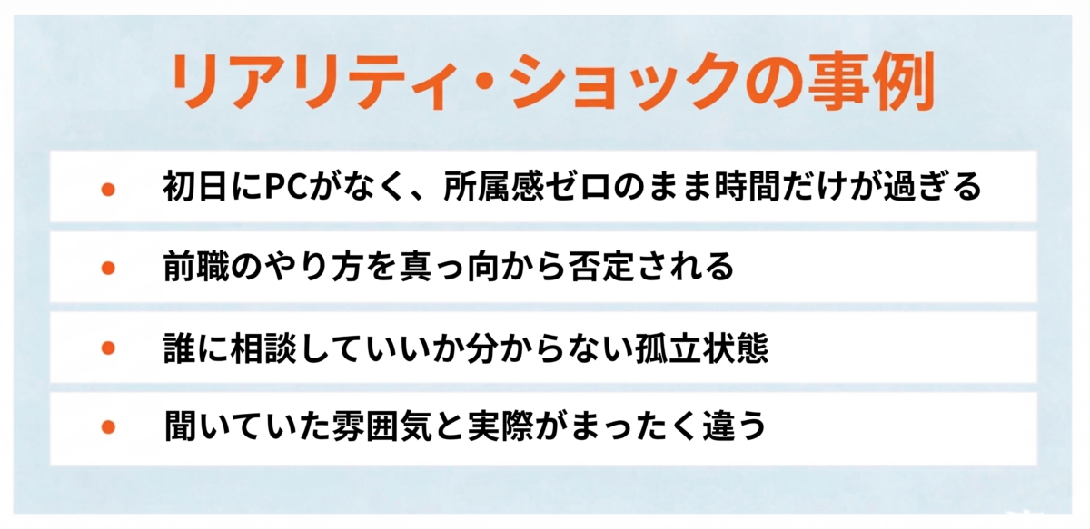 リアリティショックの事例
